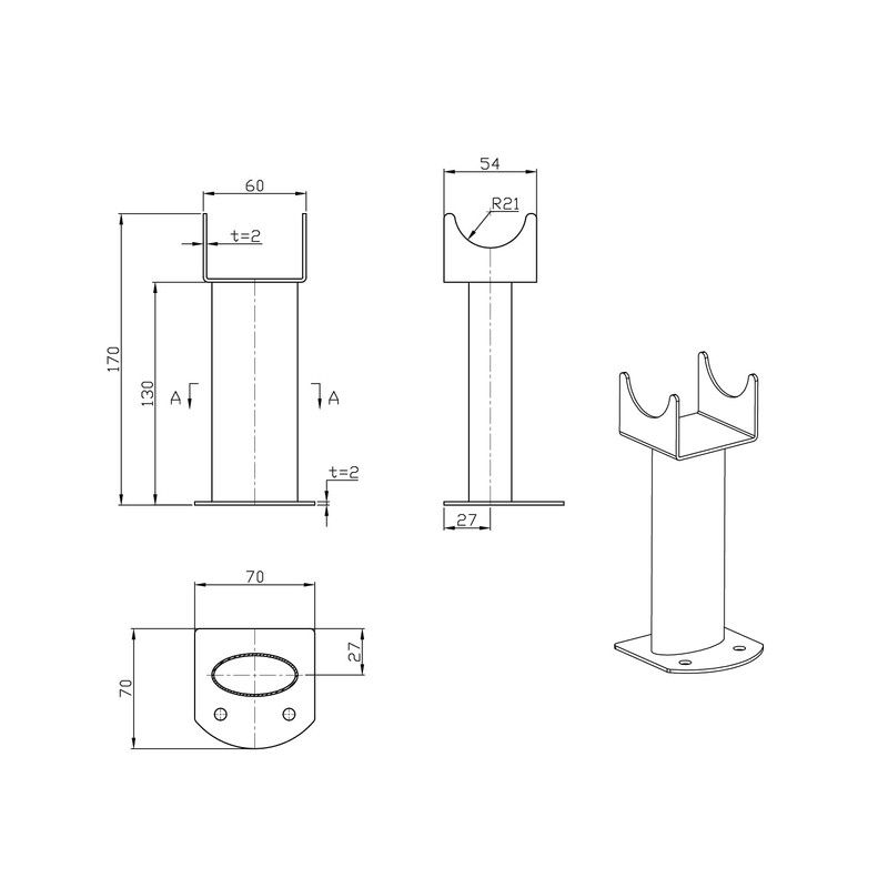 NRG Floor Mounting Radiator Leg Kit for Oval Column Designer