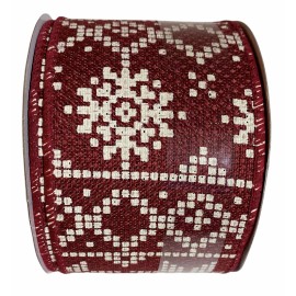 Handmade Holiday Holiday Christmas Ribbon 2.5" x 25' Red Sweater Wire Edge Wreath Craft Décor New