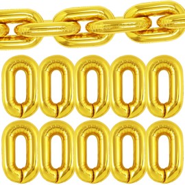 YOTHORN 24pcs 16 inch Gold Aluminum Foil Chain Balloons with Ribbon - 80s 90s Party, Wedding, Birthday Decorations