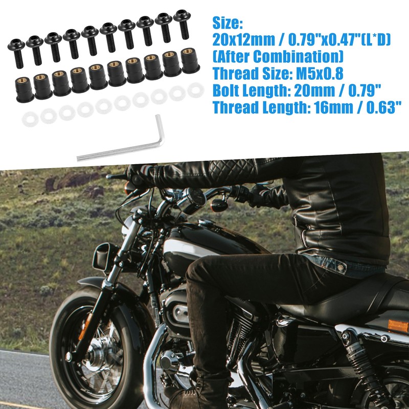 A ABSOPRO M5 Motorcycle Windscreen Screw Fairing Windscreen Bolt (Set