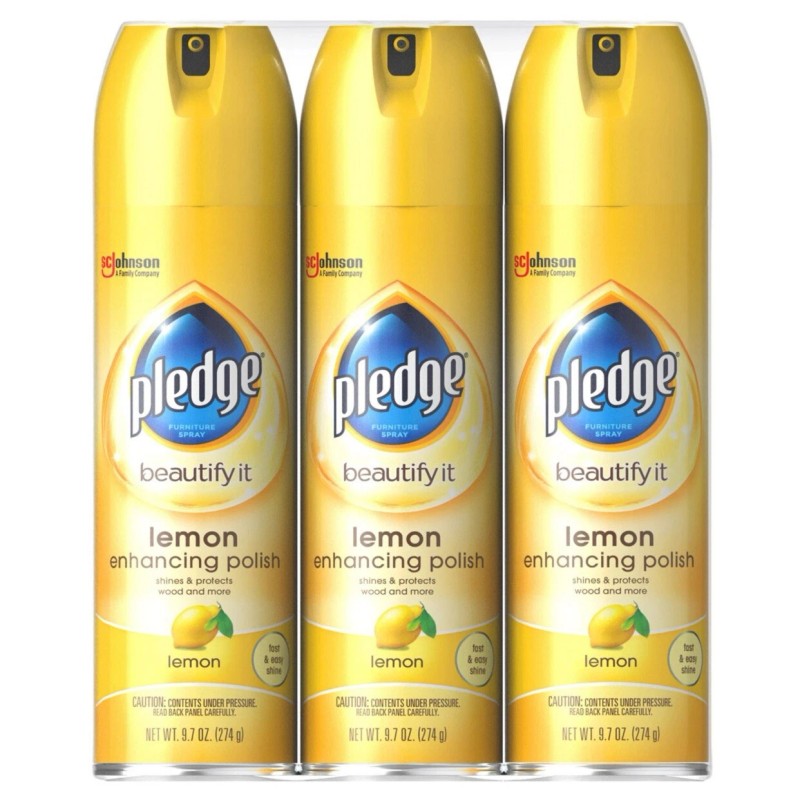 Pledge Furniture Enhancing Polish Spray, Lemon ( 9.7 oz., 3