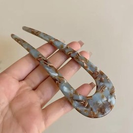 Blue U Shaped Hair Fork Acetate Tortoiseshell French,U-Shaped Hair Fork Hair Pin Retro Hair Clip Women Pin Chinese Hairpins Hair Accessories,