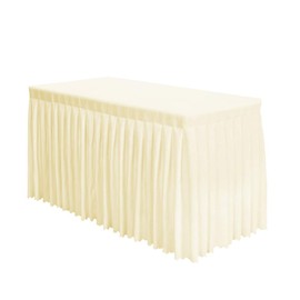 Surmente Ivory Table Skirt, 14ft Polyester Tablecloth for Weddings, Banquets, or Restaurants