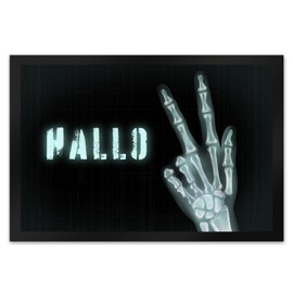 speecheese Hello doormat XL in 40 x 60 cm with X-ray image by hand with peace sign funny doormat with X-ray image funny gift idea