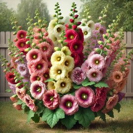 22Day Seeds: Seeds 'Chater's Double' Hollyhock Mix/Perennial Flowers