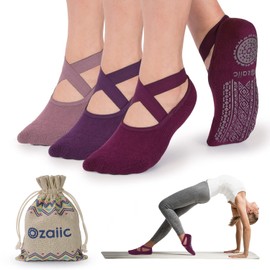 Ozaiic Yoga Socken rutschfeste für Damen für Pilates, Barre, Ballett, Tanz (EUR 35-41, 3 Paar - Rosa)