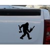 Bigfoot Lumberjack Logger with Axe and Chainsaw Black Decal Sticker