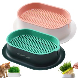 YUMINGUHC Cat Grass Planter (No Seeds Included) Wheatgrass Planting Trays Hydroponic Cat Grass Growing Kits for Indoor Cats Soilless Organic Nursery Box Pet Grass Pot (F)