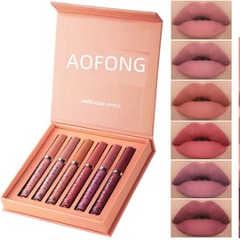Mate de Larga Duración, Labial Líquido, 6 Piezas Traje, Lápiz Impermeable Kit, Set (B)