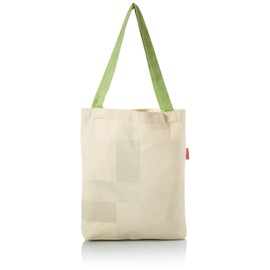 Le Jardin du Lin Printed Shopping Bag with Green Long Handles, Reusable Bag, Foldable, Fabric Bag, Size: 34 x 40 cm