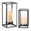 Staymoment Black Metal Lantern Decorative Set of 2 with Hurricane