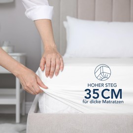 Dreamzie Fitted Sheet 160 x 200 cm - 35 cm Deep Pocket - 100% Microfibre Bed Sheet - White, Tested for Harmful Substances (Oeko Tex), Bed Sheet with Elastic Band