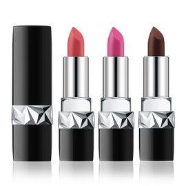 Apooliy 3pcs Matte Lipstick Set，Long Wear，High Pigmented Velvet Lip Makeup Pen，Waterproof，Cream Lip Color Gift Set for Women，Brown