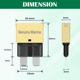 Auto Reset 20A Blade Fuse - Replace Standard 20Amp ATC/ATO Fuses, 14VDC Waterproof Circuit Breaker for Cars, Trucks, Boats, and RVs (Pack of 5)