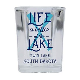 Twin Lakes Wisconsin Souvenir 2 Ounce Square Base Liquor Shot Glass