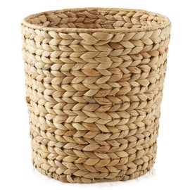 Casafield Water Hyacinth Waste Basket - Natural, Woven Trash Can for Bathroom, Bedroom, Laundry Room, Home Office