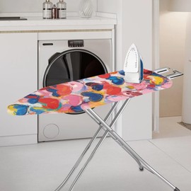 Suhoaziia Colorful Hearts Ironing Board Cover and Pad 54x15 with Hook and Loop Fastener Straps, Elastic Edges, Durable Ironing Board Cover with Thick Padding