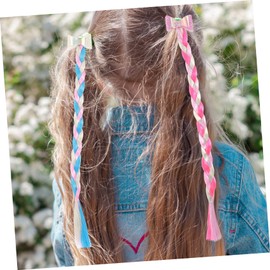 IWOWHERO 6pcs Boys and Girls Braids Hair Extensions Ponytail Wigs Hair Extension Bow Wigs Colorful Stylish Wig