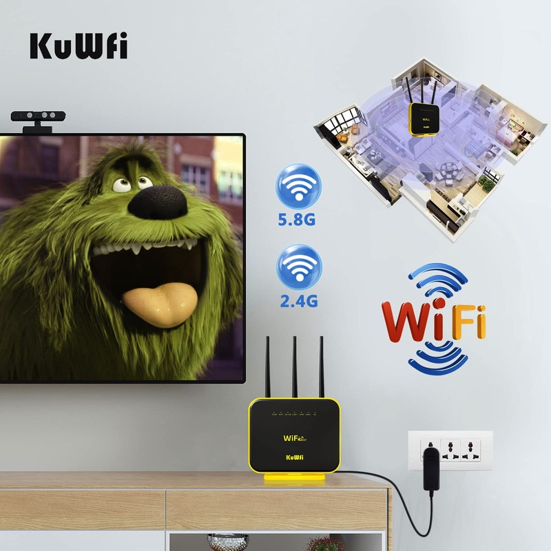 KuWFi Hotspot 4G LTE No SIM Card Router 1200Mbps Dual