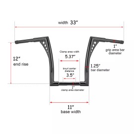 SI 12" Inch Handlebar Rise Ape Hangers For Harley Sportster 883 1200 FLST FXST