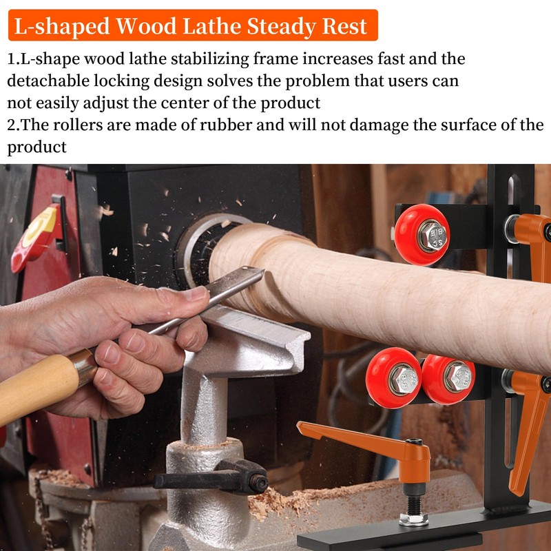 Wood Lathe Steady Rest, JAZORR L Shape Woodworking Steady Rest,