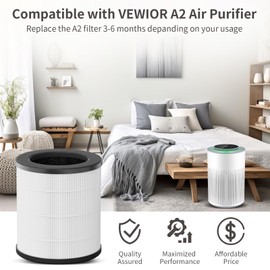 2 Pack A2 Replacement Filter Compatible with AMEIFU GDAP1W and VEWIOR A2 Air Purifier(ClearAir-A2), H13 True HEPA Air Cleaner Filter, 3-Stage Filtration for Wildfire Smoke Pollen Pets Odor