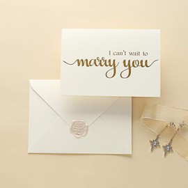 MarHermoso I Can't Wait to Marry You Wedding Day Card, to Your Bride or Groom, Gold Foil Notecard Love Note Before I Do(No.3)