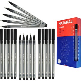 NATARAJ BLACK Ballpoint Pens, 0.7mm Fine Point, Pack of 20, Mst-ST Ball Pens, School Home Office Multipack