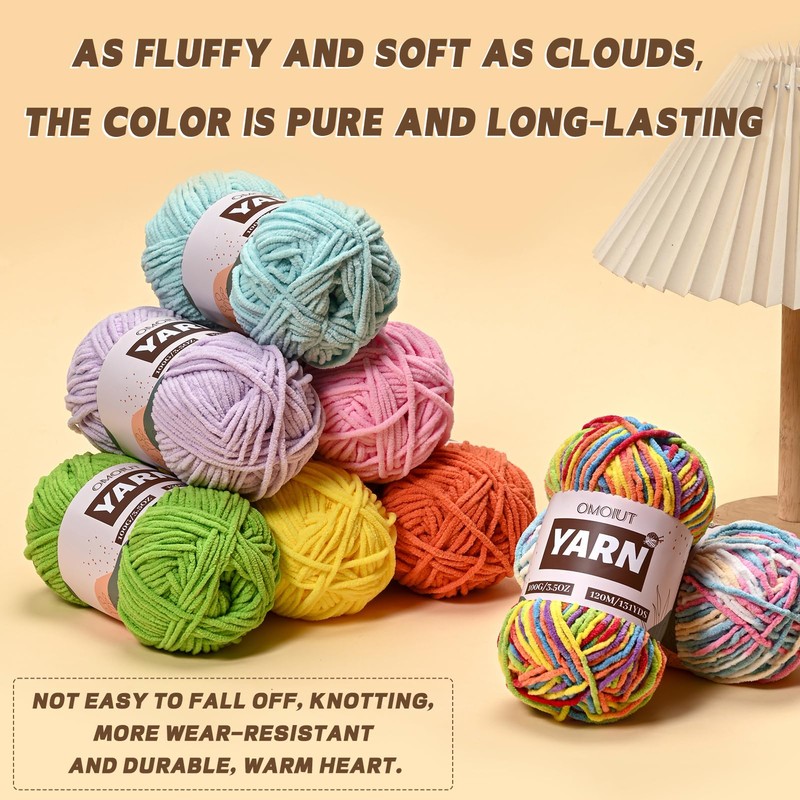 3 Packs Plush Chenille Chunky Crochet Yarn - Baby Yarn