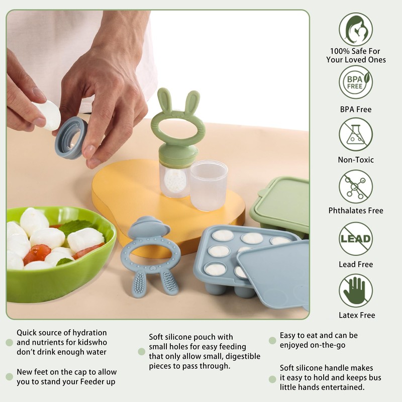 WAJIAYON Baby Breastmilk Popsicle Molds & Baby Fruit Feeder (2