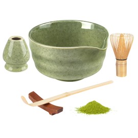 Matcha Set, 5 Pcs Matcha Kit Includes Matcha Bowl, Matcha Whisk, Whisk Stand, Bamboo Scoop, Spoon Rest, Japanese Tea Set for Matcha Lovers (Powder Not Included)