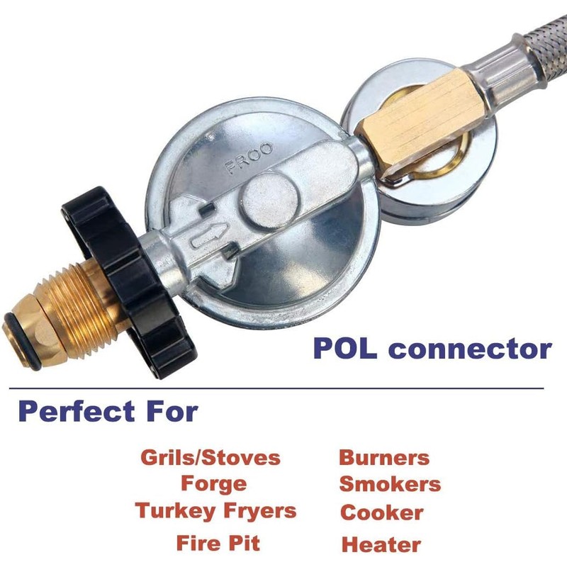 18FT High Pressure Propane Regulator with Hose, Adjustable 0-30 PSI