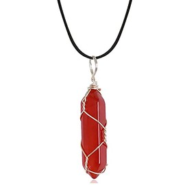 Necklaces for Women Crystal Necklaces for Women Jewelry for Women Silver Natural Stone Crystal Pendant Red Agate Necklace for Teen Girls Gifts for Birthday Valentines Day Gifts for Teen Girls Initial Necklace for Women Teenage Girl Gifts