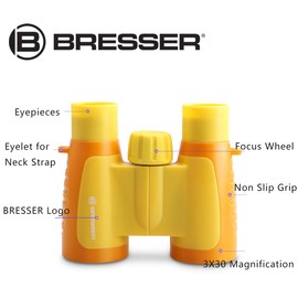 Bresser Binoculars for Kids, 3X30 High Resolution Kids Binoculars, Shockproof Compact Binocular for Kids Watching Birds, Hunting, Travel, Hiking, Sport, Outdoor Exploring