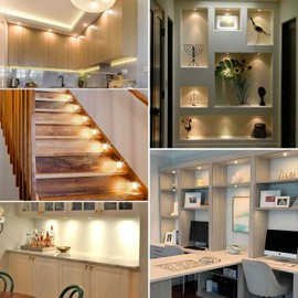 Led Puck Lights with Remote Control, UYICOO Wireless Color Changing Dimmable Under Cabinet Lighting, 3500K Battery Operated Stick on Lights with Timing, Under Counter Lights for Closet (6 Packs).