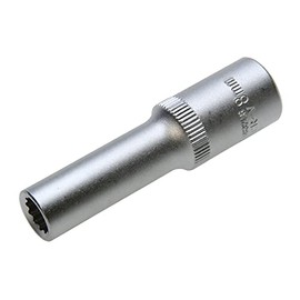 8 mm Long 12-Point Socket Spanner Insert / Socket Multi-Tooth (Double Hexagonal) 3/8 Inch Drive (Chrome Vanadium Steel)