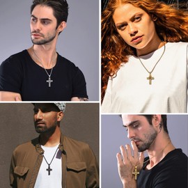 PROSTEEL Masonic Jewelry Knights Templar Necklace Stainless Steel Black Necklace Medieval Crusader Cross for Men