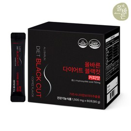 Olbareun 올바른 다이어트 블랙컷 커피맛 60포 1박스 (총 60포 1개월분) Correct Diet Black Cut Coffee Flavor 60 Packs 1 Box (Total 60 Packs 1 Month Supply)