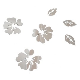 VIERSHU Acrylic Flowers Wall Sticker 3D Wall Decoration Modern Living Room Bedroom Hallway Bathroom Wall Sticker Silver