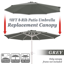 Strong Camel Replacement Patio Umbrella Canopy Cover for 10ft 8 Ribs Umbrella (Canopy ONLY) (Grey)