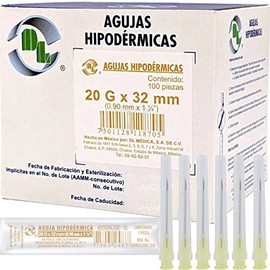 Caja 100 Agujas Hipodérmica Desechable Calibre 20G x 32 mm