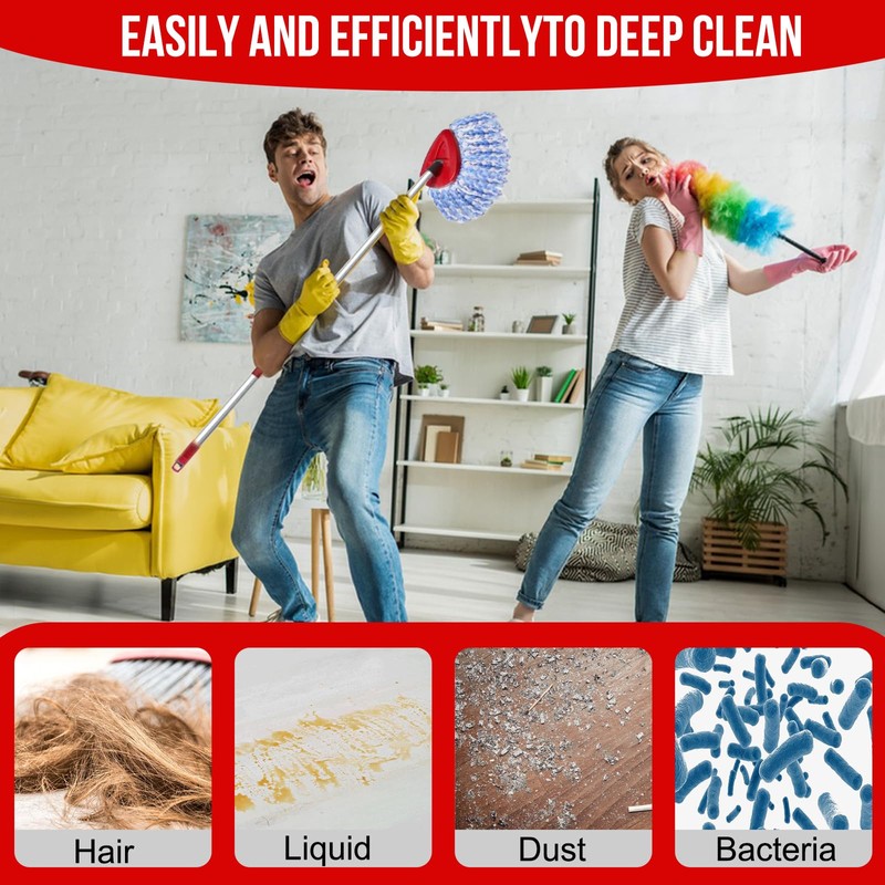 Spin Mop Head, Base, Handle Replacement for O-Ceda RinseClean 2