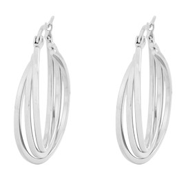 Edforce Women's Stainless Steel Overlapping Triple Hoop Earrings, (25mm-35mm) (D: Stainless Steel (35mm))