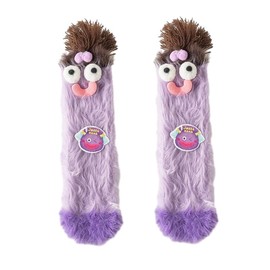 Beswitory Warm Cosy Fluffy Cartoon Monster Socks Cuddly Socks Women's 3D Soft Floor Fluffy Socks Thick Winter Socks Warm Bed Socks Funny Fuzzy Socks Stopper Socks for Women Winter, purple