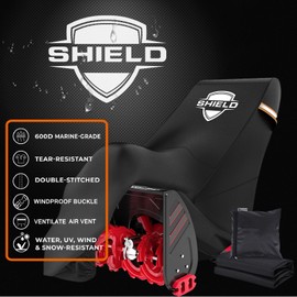 Snow Blower Cover, 3D-Clipping Fits Most Electric Two Stage Snowblowers, 600D Heavy Duty Waterproof Snow Thrower Cover, Windproof UV Sun Proof with Air Vents, 24-26inch Snow Blower Outdoor Protector