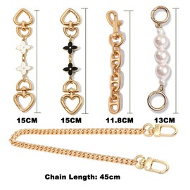 OJXTRDE 3 Pcs Purse Extender Chain, Metal Shoulder Bag Chain Strap with Clasp Buckles for DIY Handbags, Wallet, Crossbody Bag Crafts, Purse Making Supplies