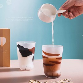 Cute Cat Paws Glass, Frosted Foot Print Cat Claw Personality Novelty Drinkware Coffee Mugs for Kids Gift Giving (b)