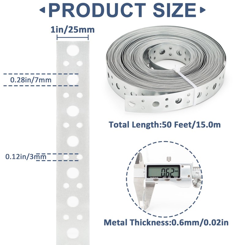 Galvanized Metal Strap 1-Inch x 50Feet, 23-Gauge Pipe Hanger Strap