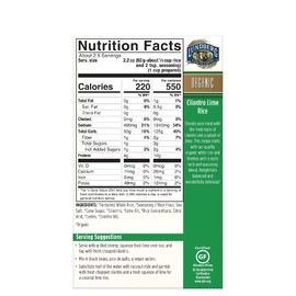 Lundberg Organic White Rice Entree, Cilantro Lime, 5.5oz, Gluten-Free, Vegan, USDA Certified Organic, Non-GMO Verified, Kosher; 20 Minute Cook Time