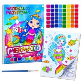 JUNQIU Water Color Paint Sets for Kids, Watercolor Painting Coloring Books for Toddlers, Paint with Water Books for Kids Ages 4-8, Art Craft Kits for Girls Boys Drawing with Brush